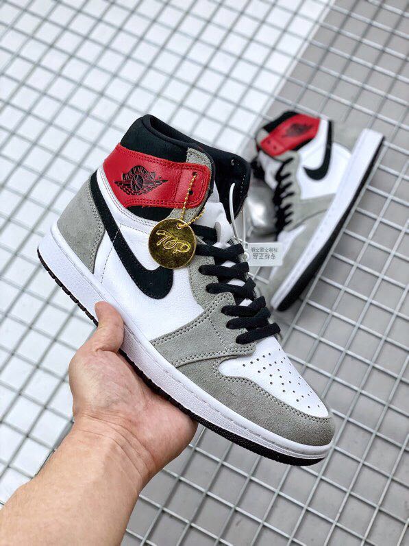 Air Jordan 1 Light Smoke Grey Shoes - Click Image to Close